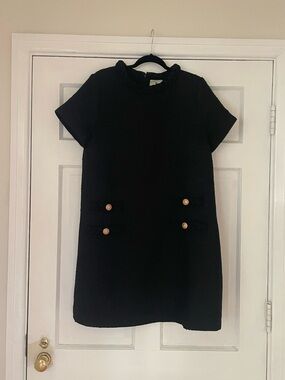 Tuckernuck Jackie Black Tweed Zip-Back Shift Dress with Logo Tag